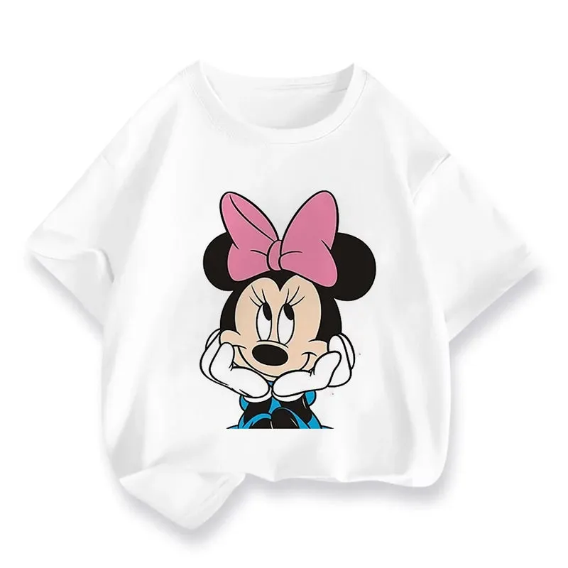 T Shirt Cartoon Disney Baby Kids Boys Girls Children Mickey Mouse Short Sleeve Summer Clothing Kawaii Minnie Print Tee Toddler