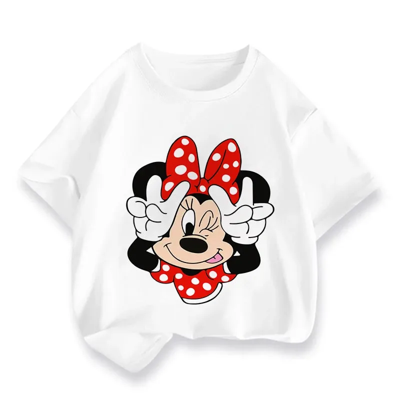 T Shirt Cartoon Disney Baby Kids Boys Girls Children Mickey Mouse Short Sleeve Summer Clothing Kawaii Minnie Print Tee Toddler