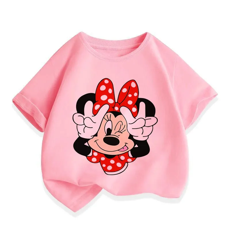 T Shirt Cartoon Disney Baby Kids Boys Girls Children Mickey Mouse Short Sleeve Summer Clothing Kawaii Minnie Print Tee Toddler