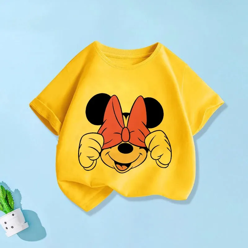 T Shirt Cartoon Disney Baby Kids Boys Girls Children Mickey Mouse Short Sleeve Summer Clothing Kawaii Minnie Print Tee Toddler