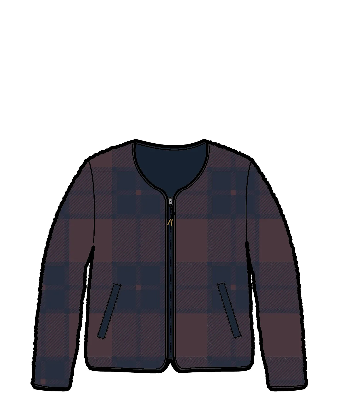 Tawny Recycled Deep-Pile Sherpa Jacket - Deep Plum/Deep Navy Check