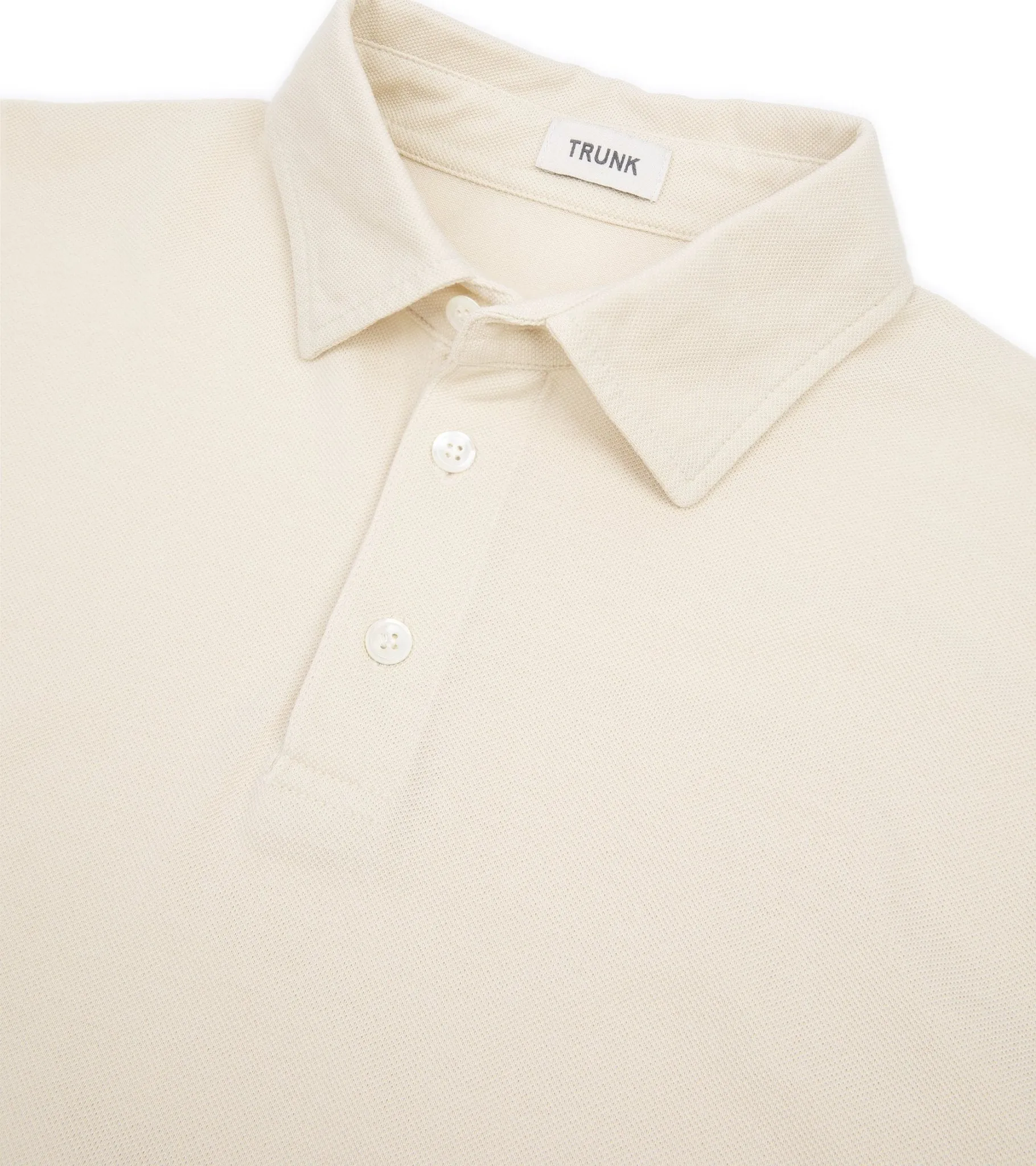 Trunk Moxon Long Sleeve Polo Shirt: Cream