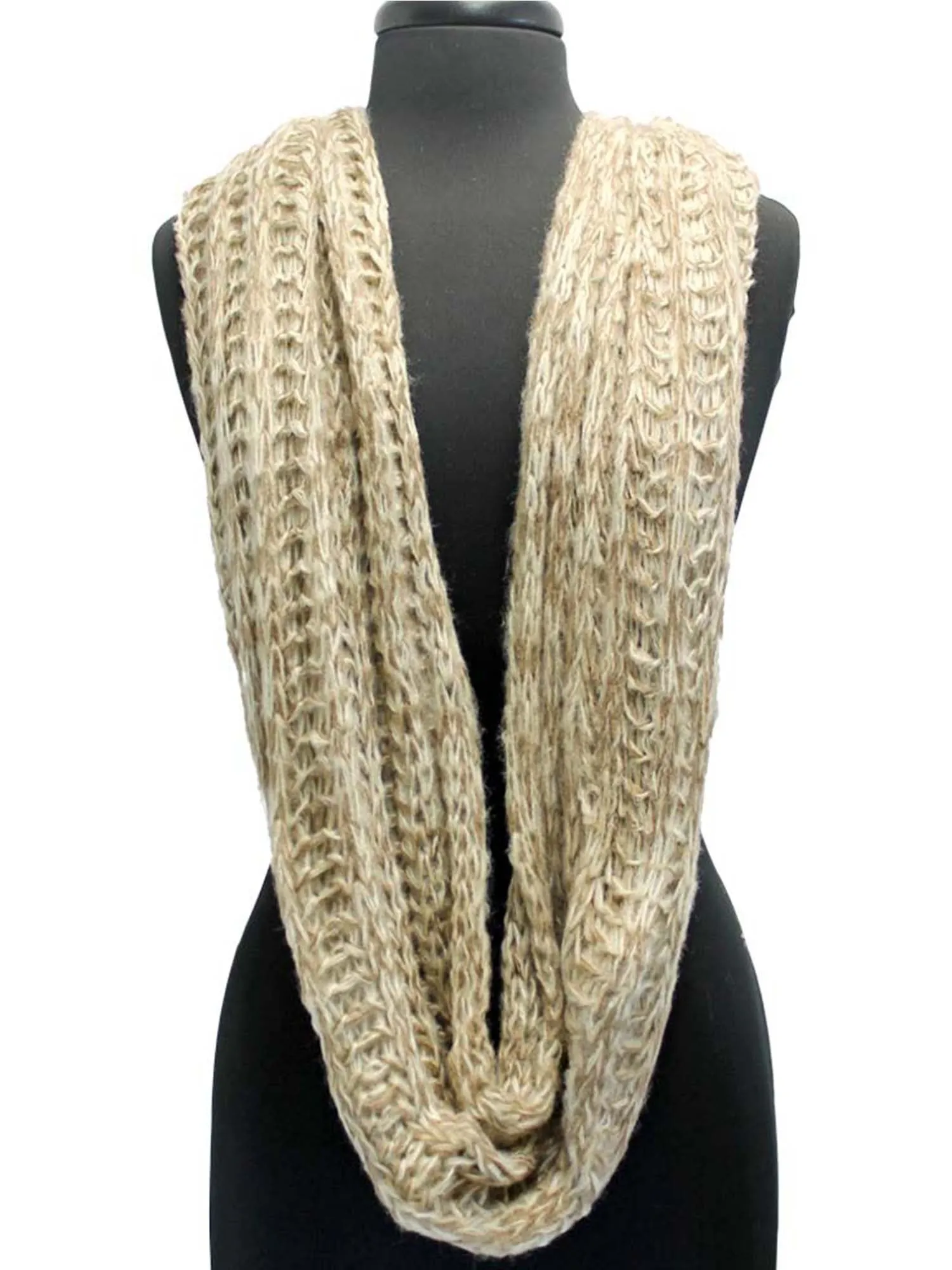 Two-Tone Knit Soft Infinity Scarf