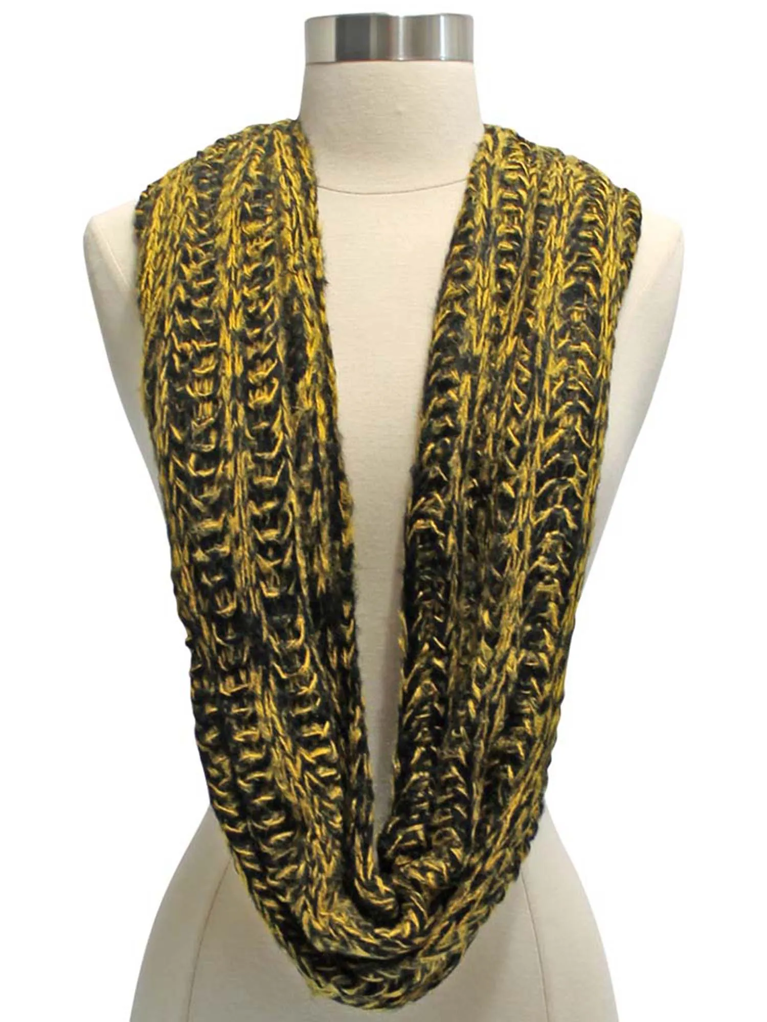 Two-Tone Knit Soft Infinity Scarf