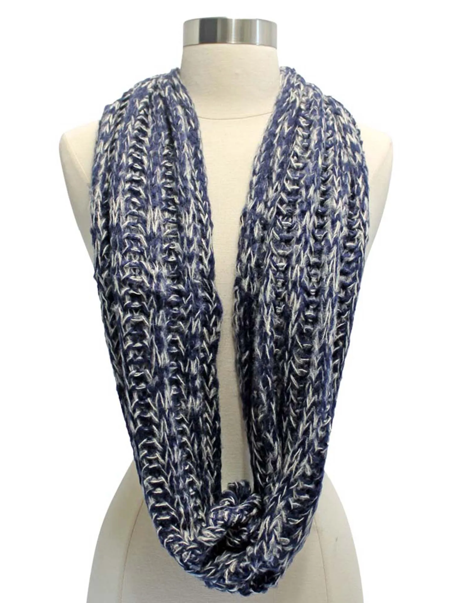 Two-Tone Knit Soft Infinity Scarf