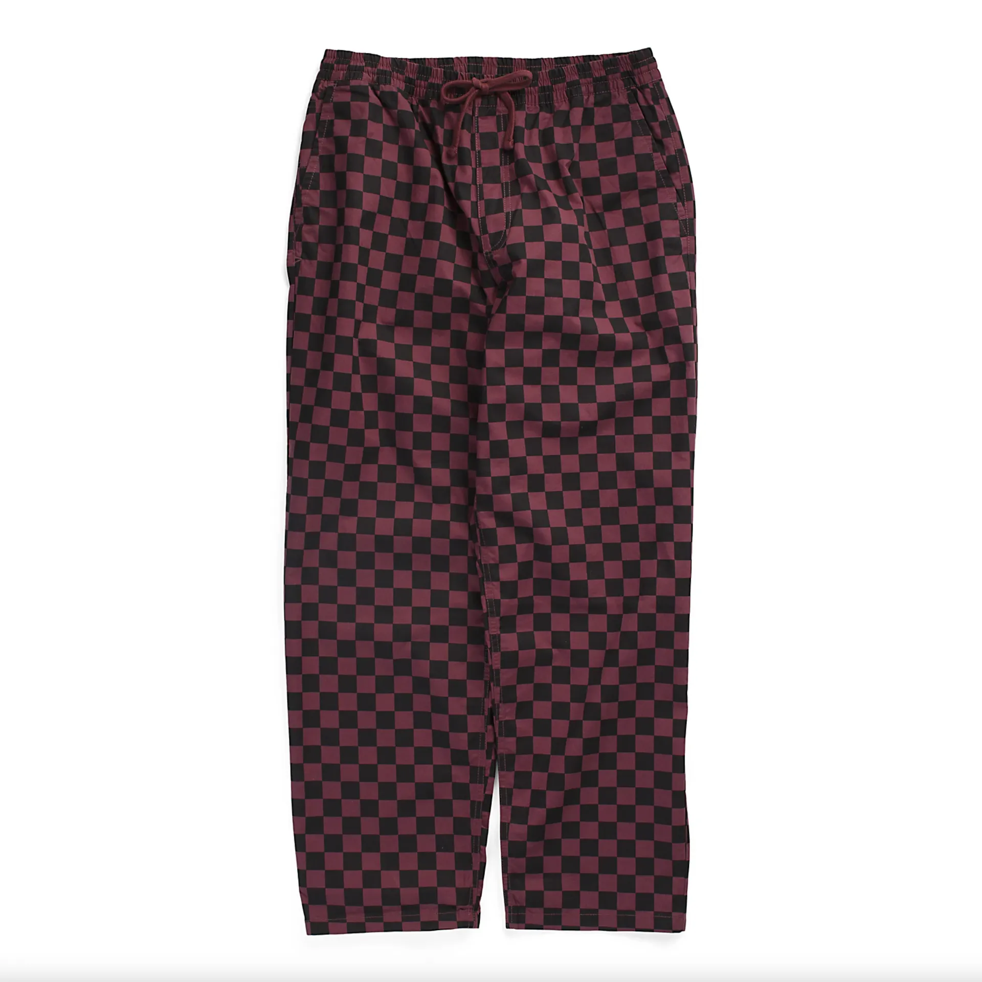 VANS RANGE BAGGY TAPERED ELASTIC WAIST PANTS - GRAPE BLACK CHECKERBOARD