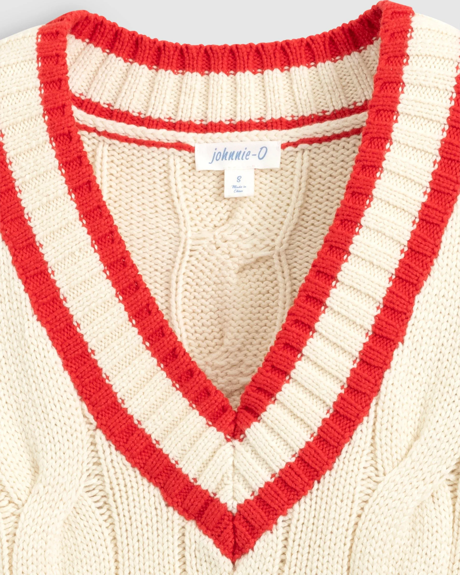 Varsity Cable Knit Cotton Sweater