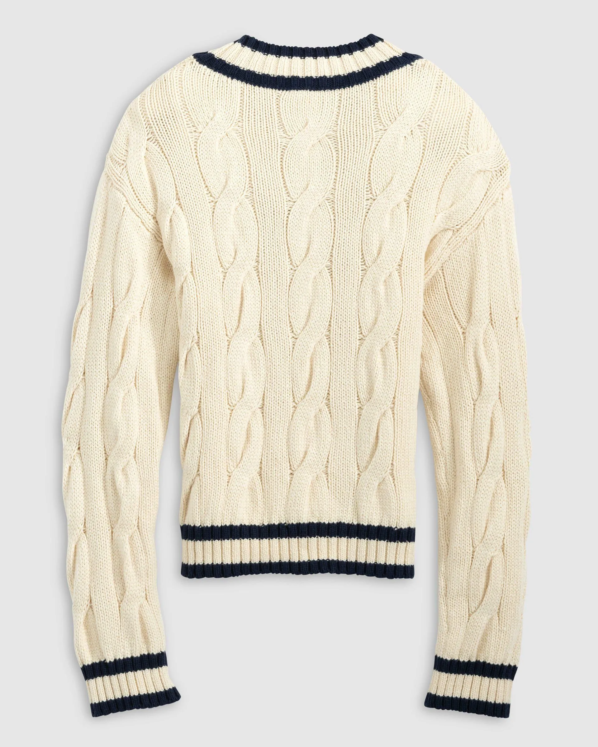 Varsity Cable Knit Cotton Sweater