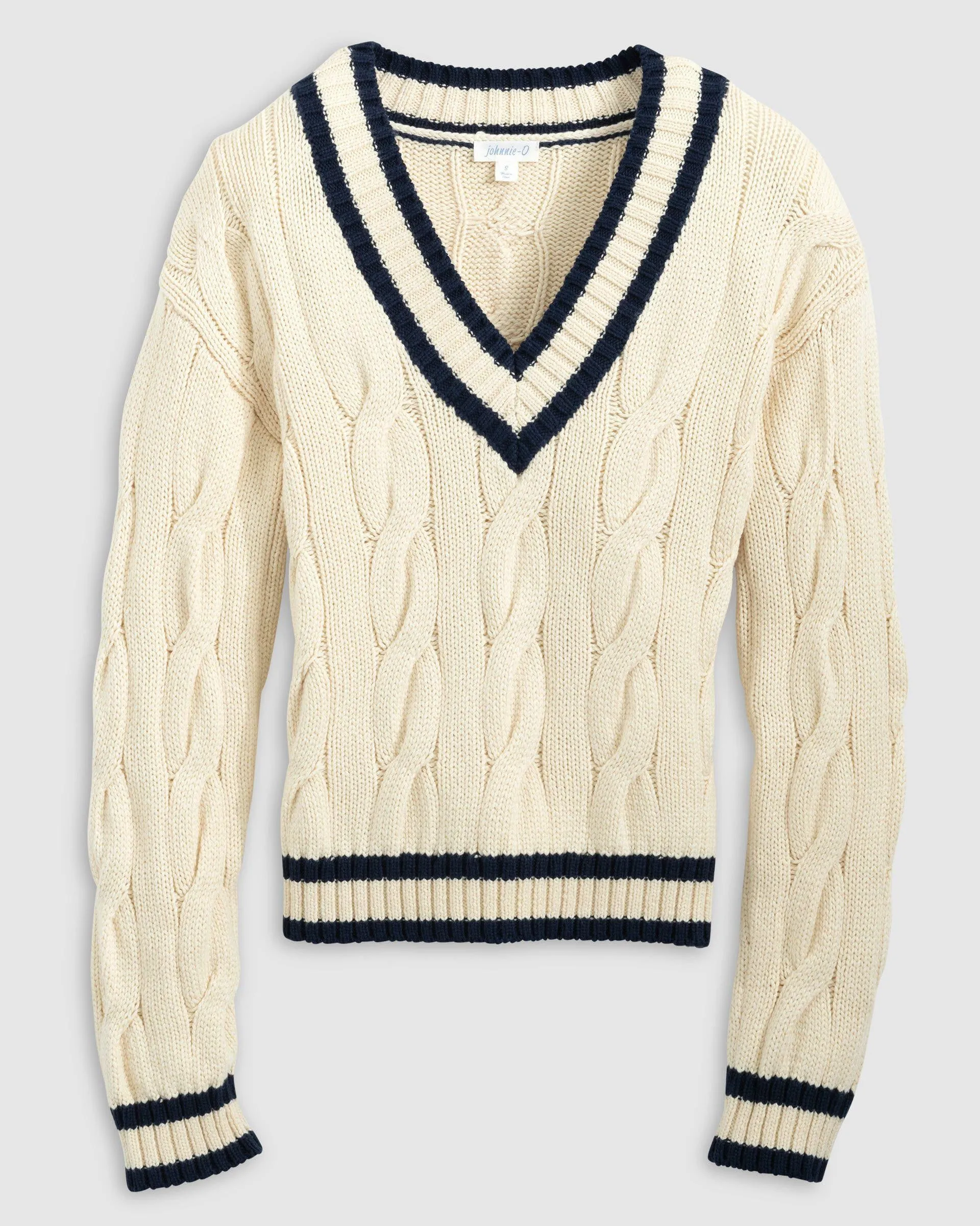 Varsity Cable Knit Cotton Sweater