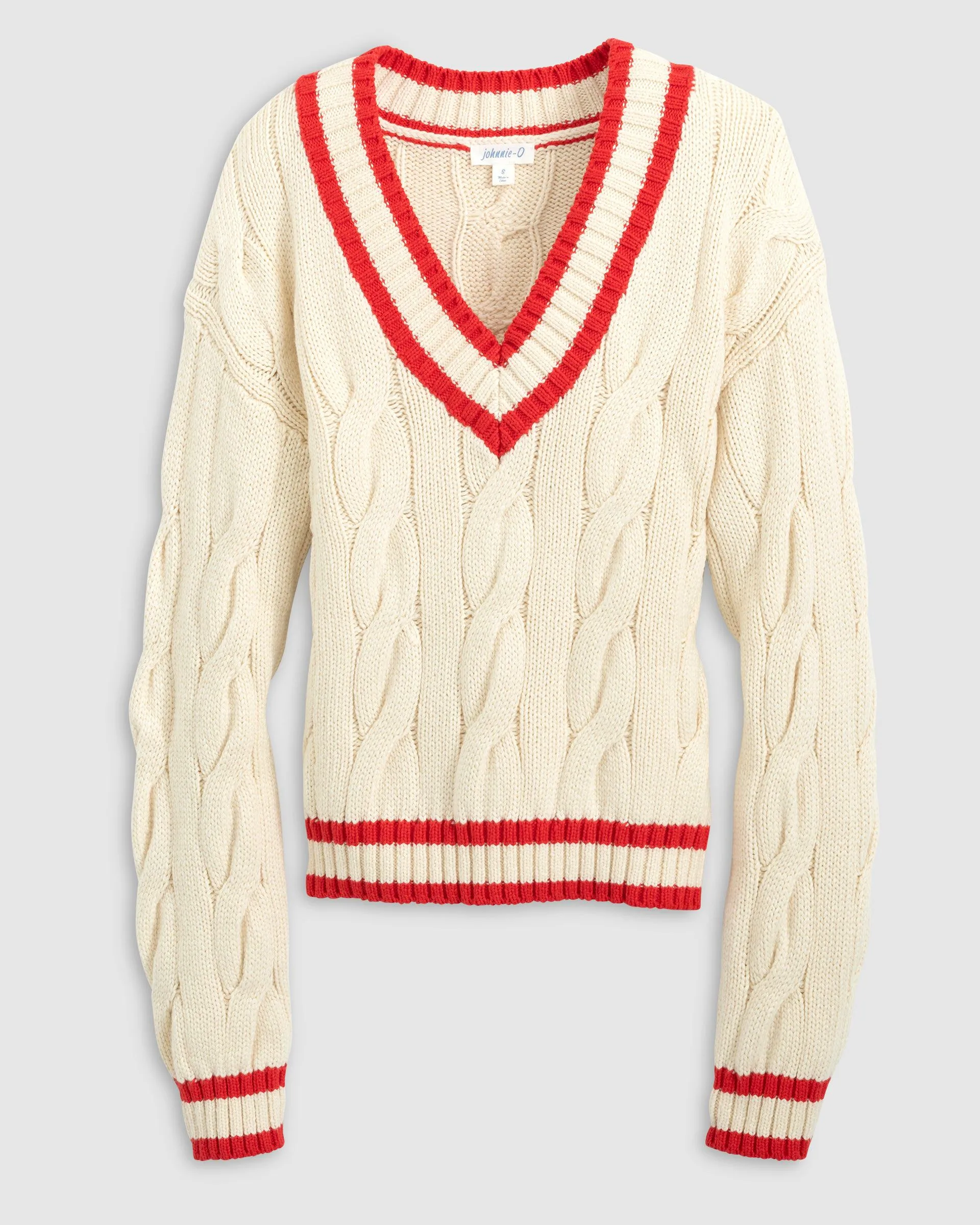 Varsity Cable Knit Cotton Sweater