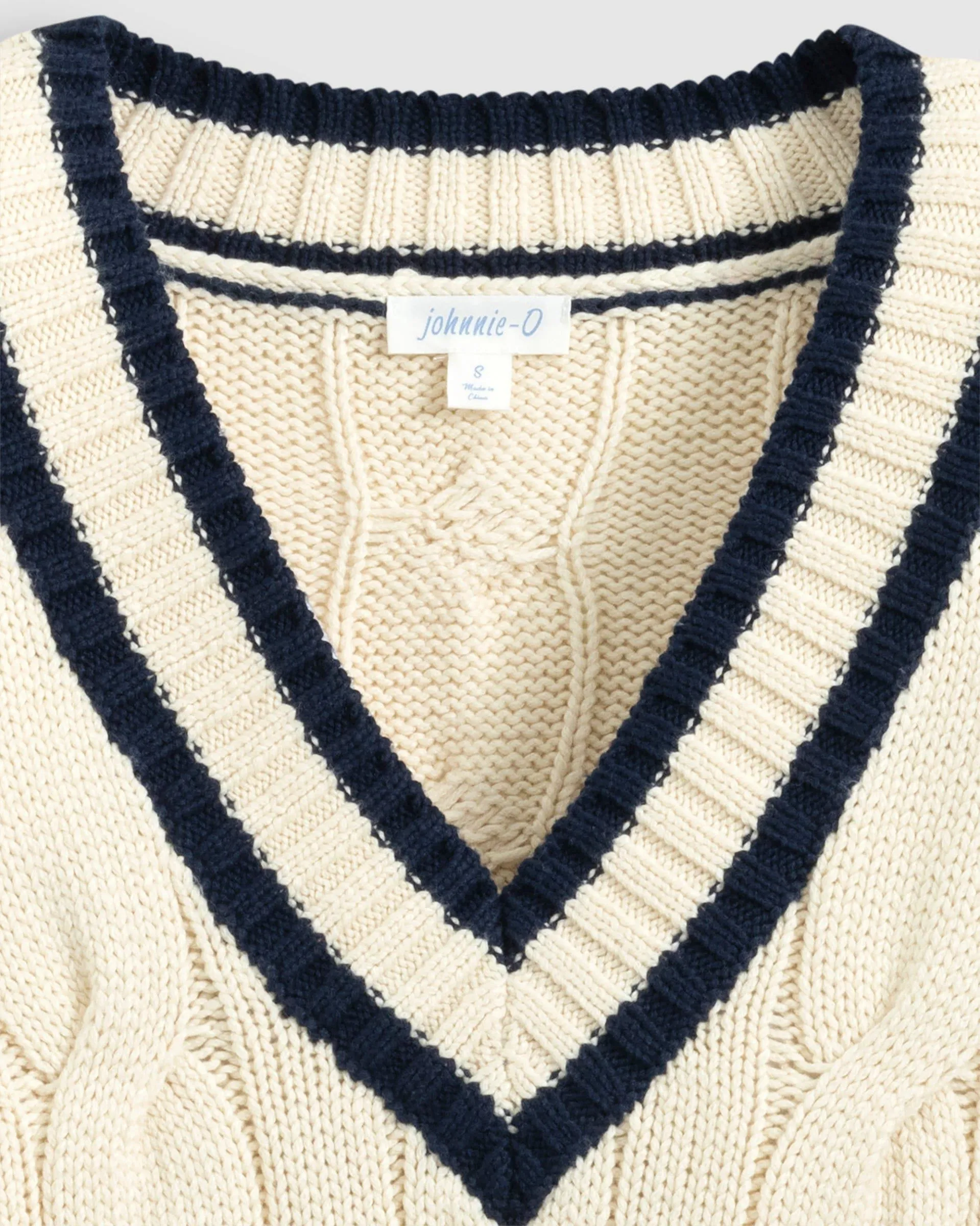 Varsity Cable Knit Cotton Sweater