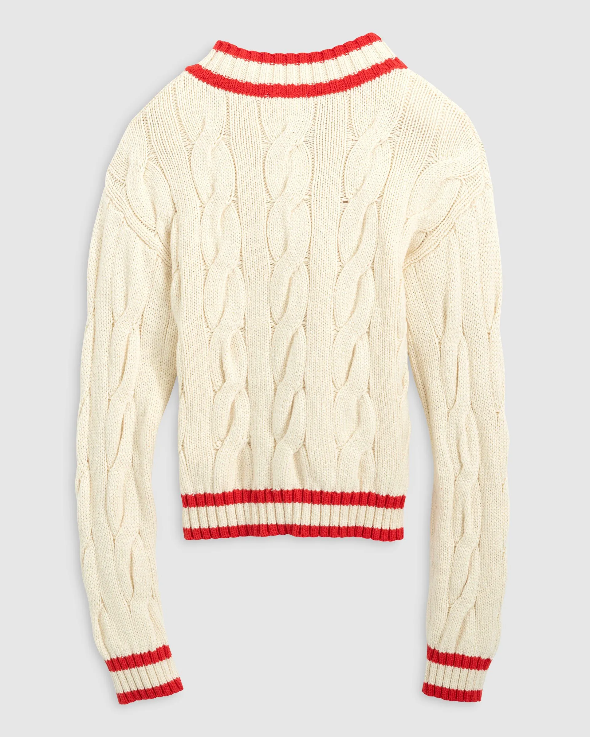 Varsity Cable Knit Cotton Sweater