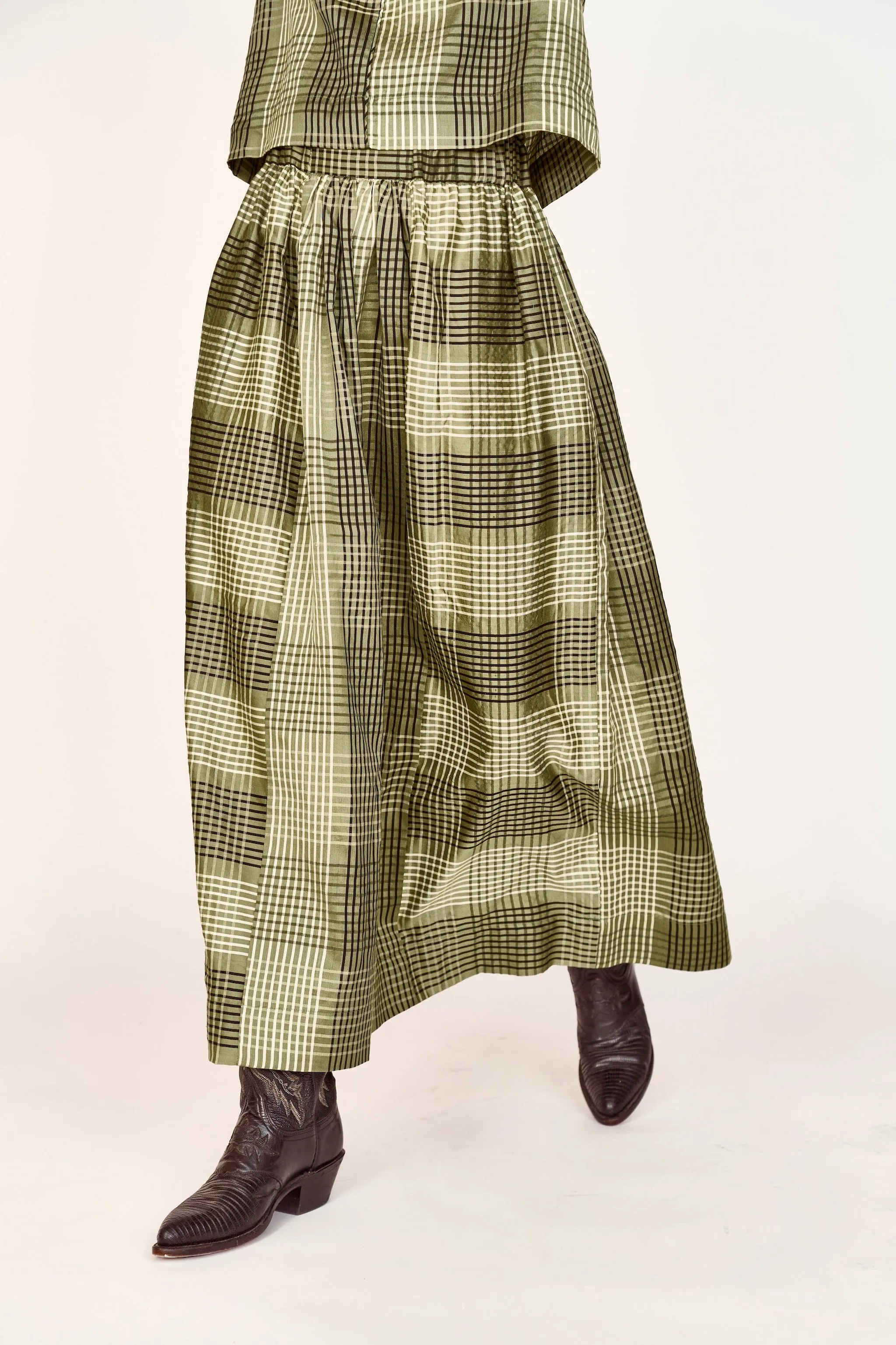 Verona Skirt in Olive Plaid