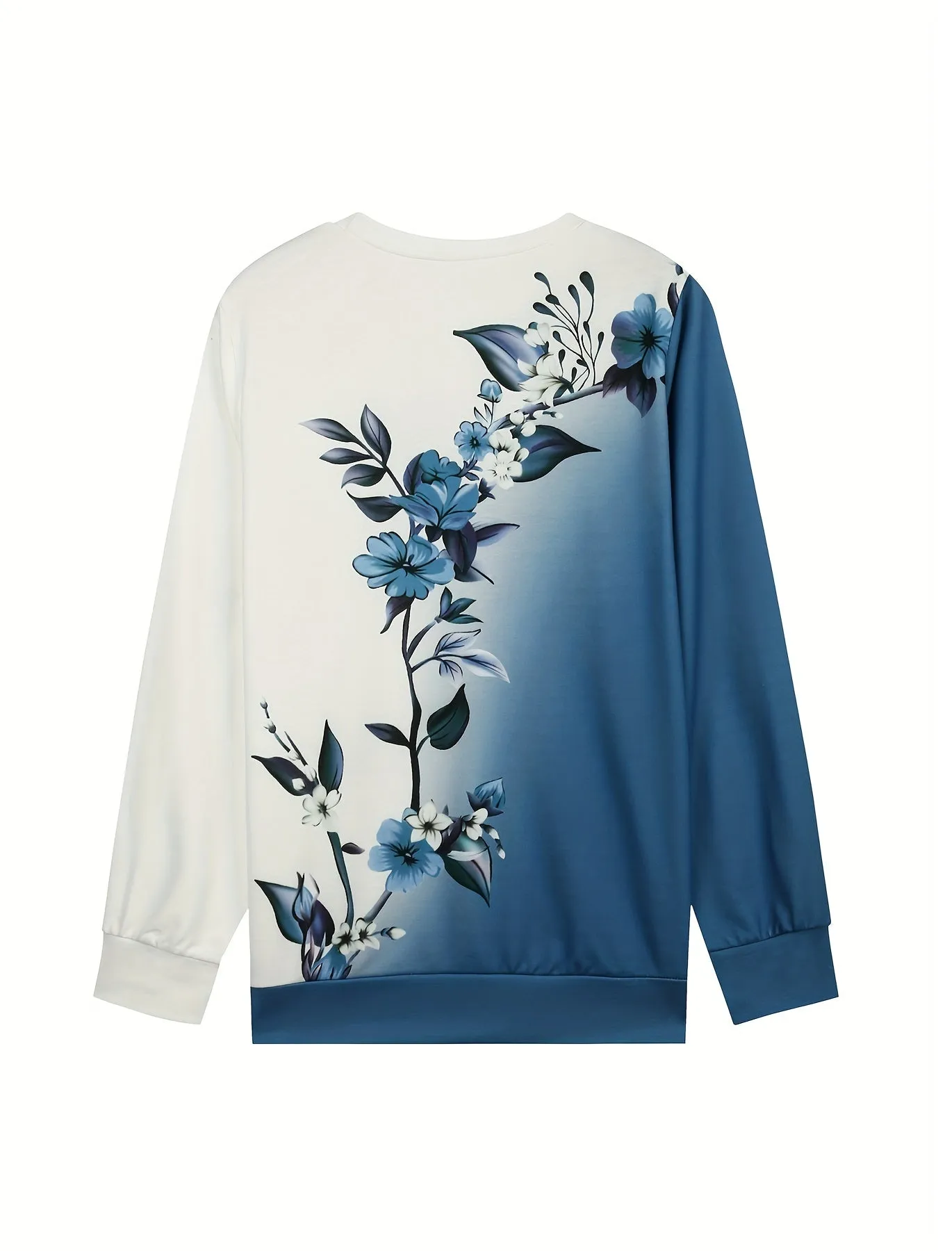 Vibrant Floral Print Long Sleeve Pullover Sweatshirt - Soft, Cozy, and Casual Crew Neck Design for Fall and Winter - Women's Comfortable Clothing for Everyday Wear