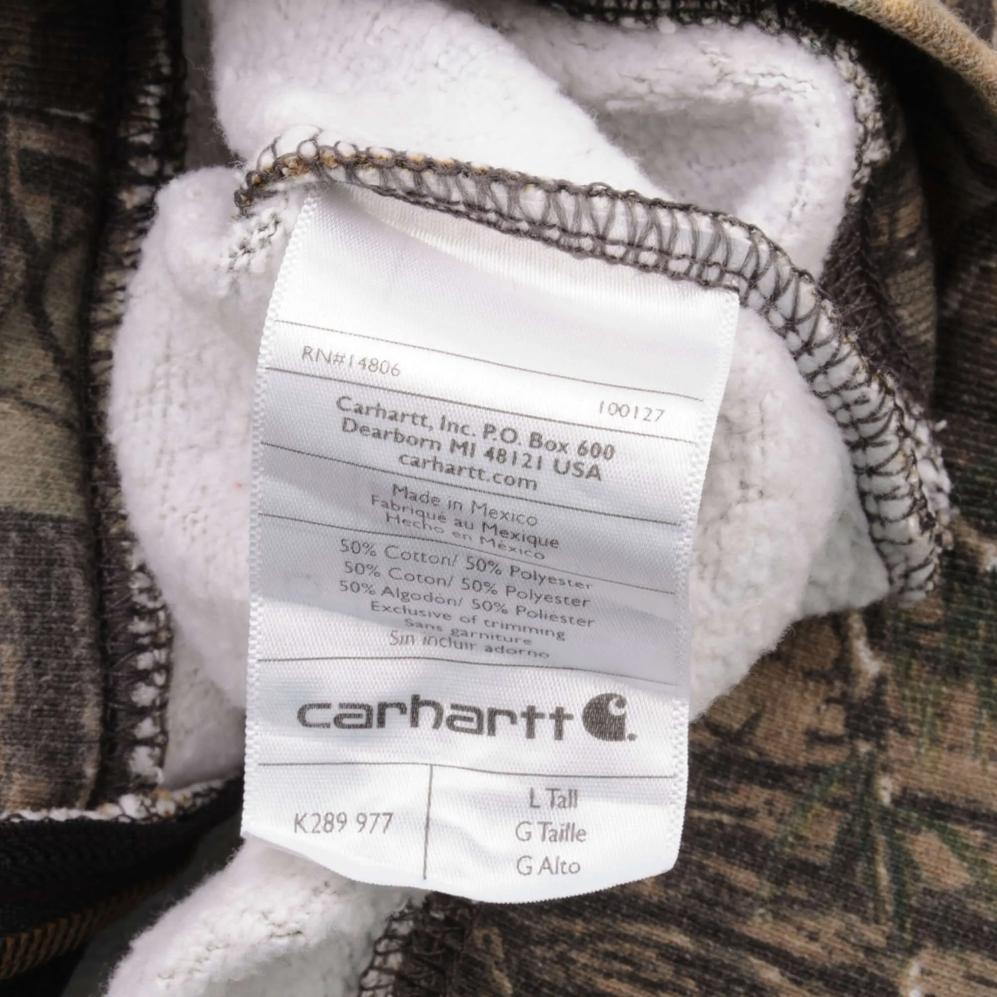 VINTAGE CARHARTT REALTREE CAMO ZIP HOODIE SWEATSHIRT SIZE LARGE