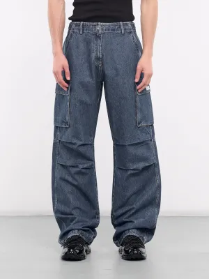 Wide Leg Denim Cargo Pants (COPP40252-BLUE)