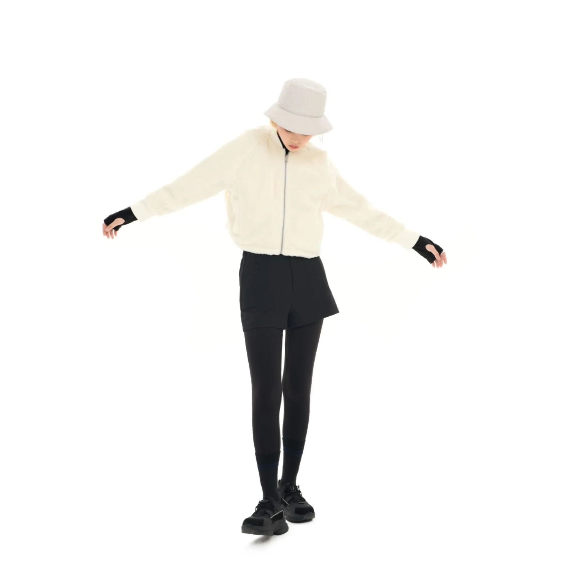 Women Reversible Sherpa Fleece Bomber Jacket - Ivory