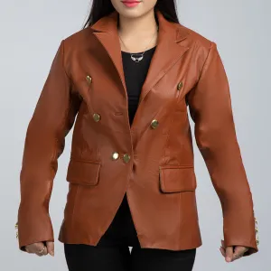 Women's Brown Leather Blazer