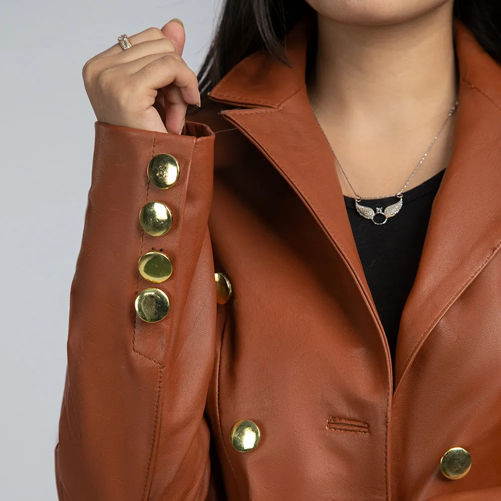 Women's Brown Leather Blazer