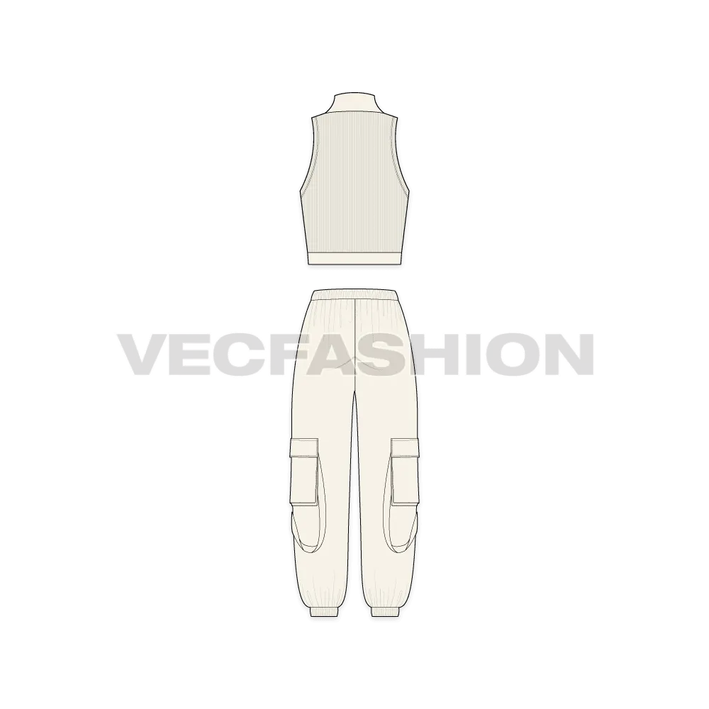 Womens Cargo Joggers Vector Sketch