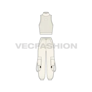 Womens Cargo Joggers Vector Sketch