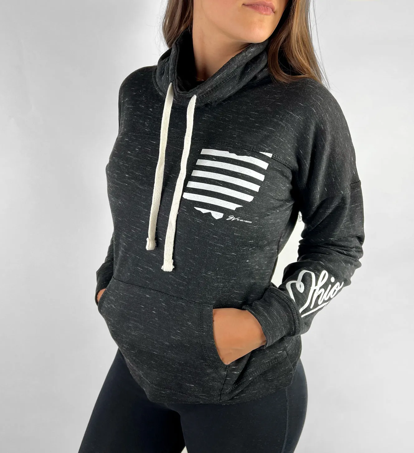 Women's Ohio Stripes Black Pullover Fleece