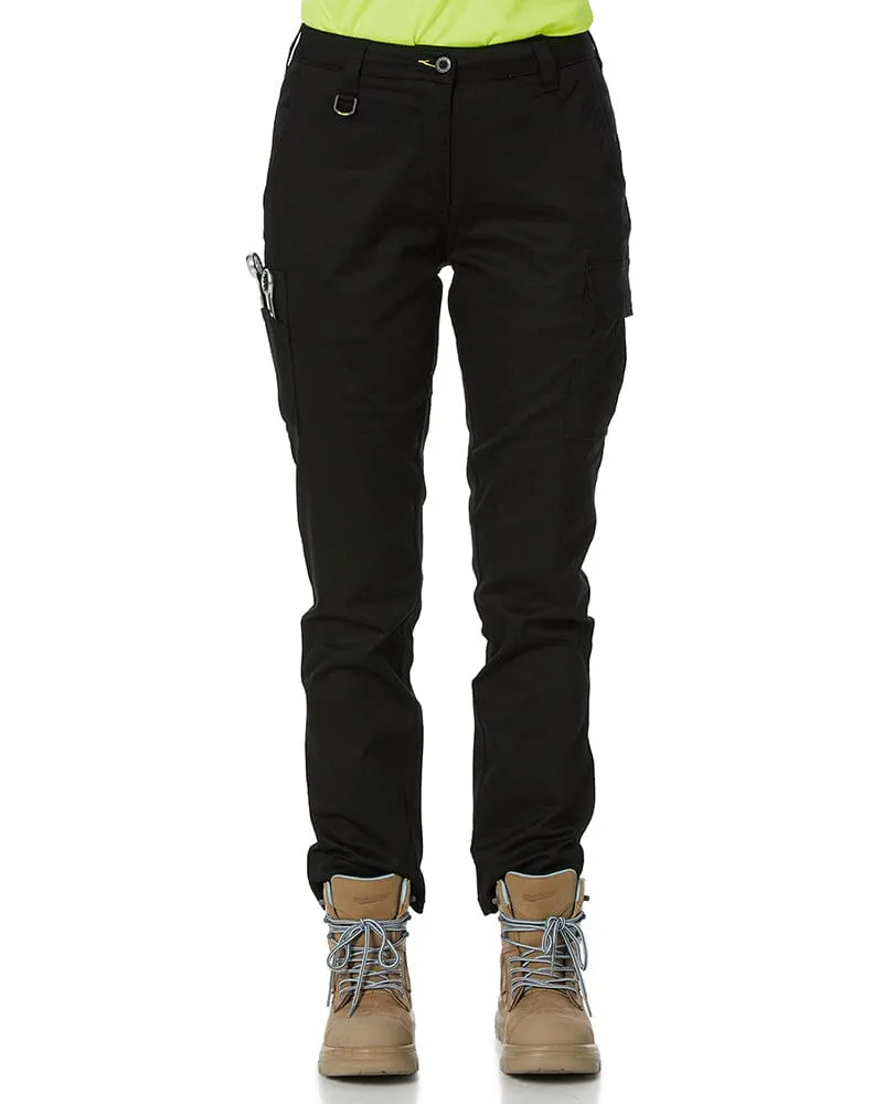 Womens Stretch Cotton Cargo Pants - Black