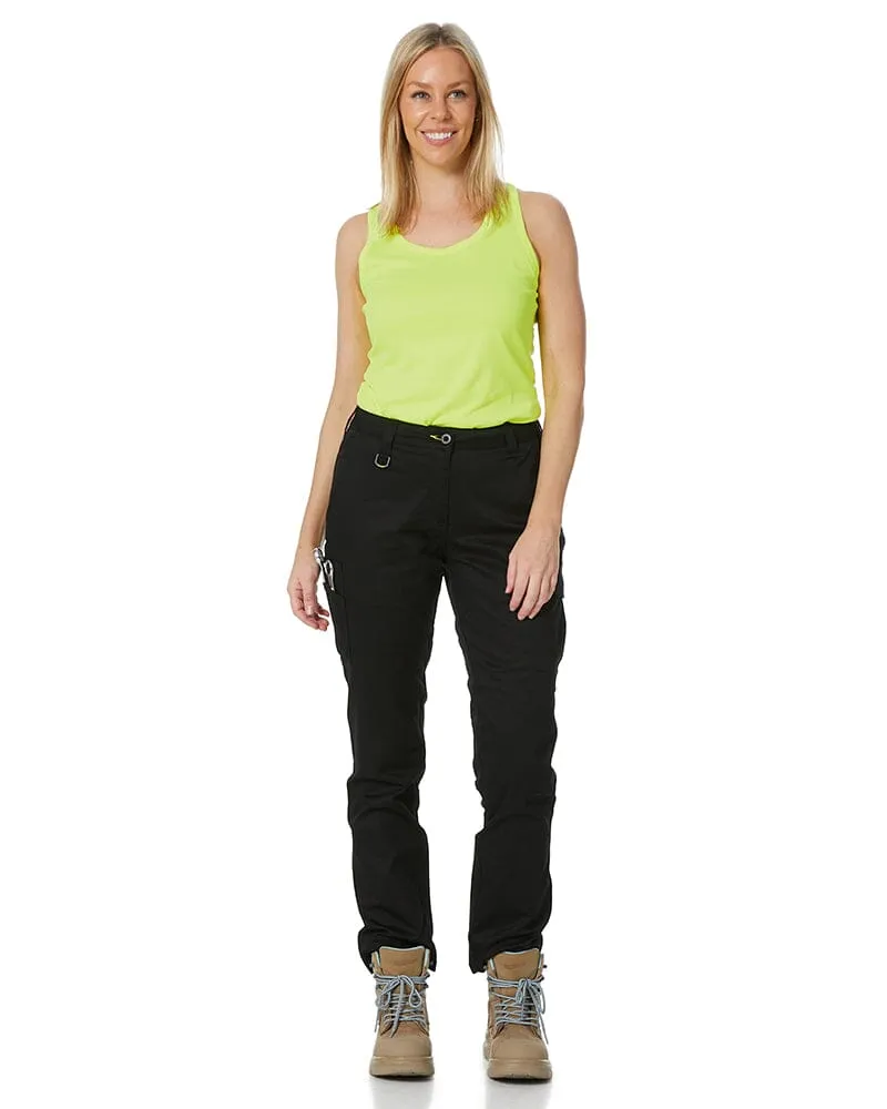 Womens Stretch Cotton Cargo Pants - Black