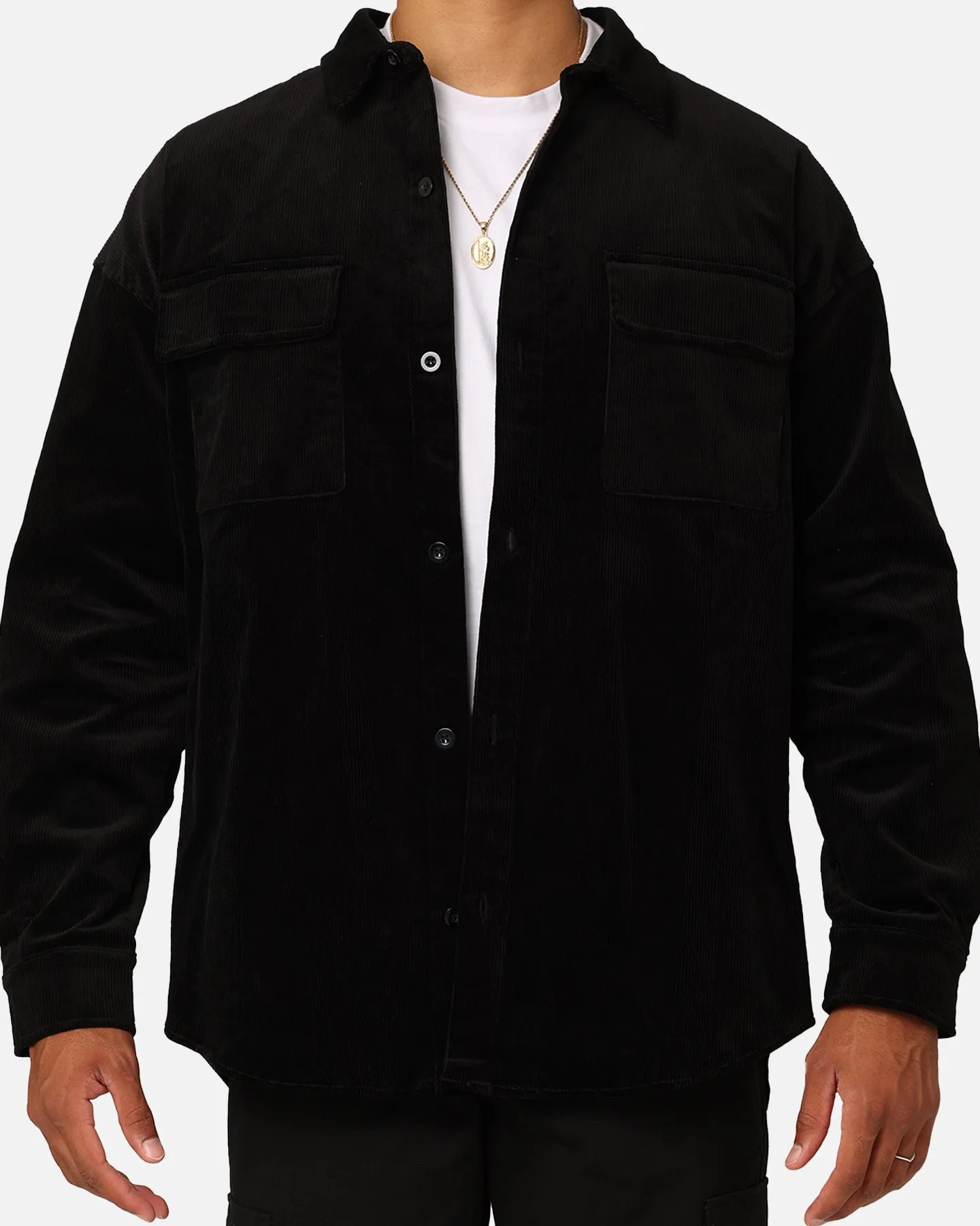 XXIII Emilio Corduroy Button Up Shirt Black