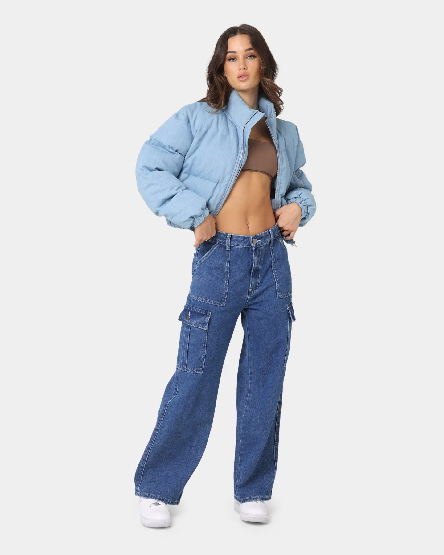 XXIII Women's Poppy Wide Leg Cargo Pants Blue