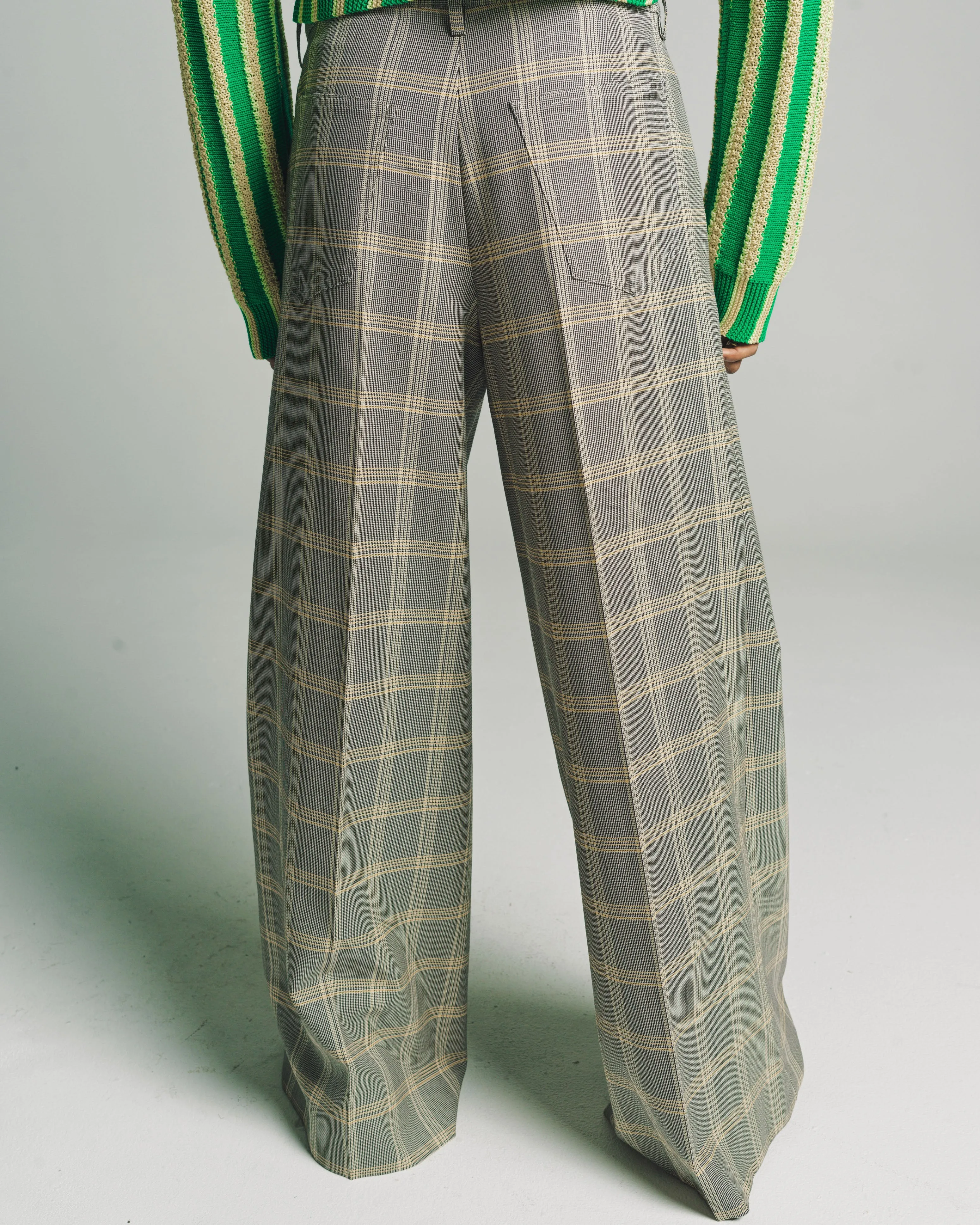 Yellow Checked Tech Wool Chinos